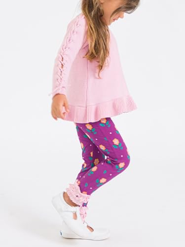 Image of RuffleButts Toddler Girl Merry & Bright Ruffle Leggings - Ankle Leggings | 75% Cotton 23% Spandex 2% Elastane, Breathable Lightweight, Elastic Waistband, Signature Rear Detail To 4T, Machine Washable