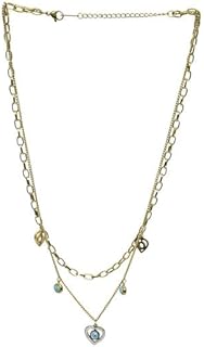 Gold Plated Twins Necklace With Multi Design For Girl - Multicolor