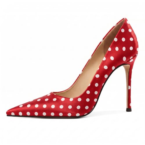 Image of Eldof Women's Classic Dress Pumps Shoes, Sexy Pointed Toe 4 inch Stiletto High Heels, Office Formal Slip On Size 5-13