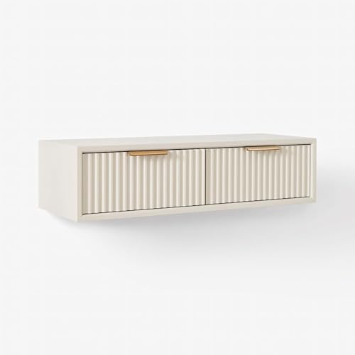 Image of CRAFT D ARTS Wooden 2 Drawer Wall Mounted Kitchen Cabinet for Home Office | Multi-Purpose Cabinet with Storage for Kitchen | Premium HDMR Wood | Color:- White | Assembly-DIY (Do-It-Yourself)