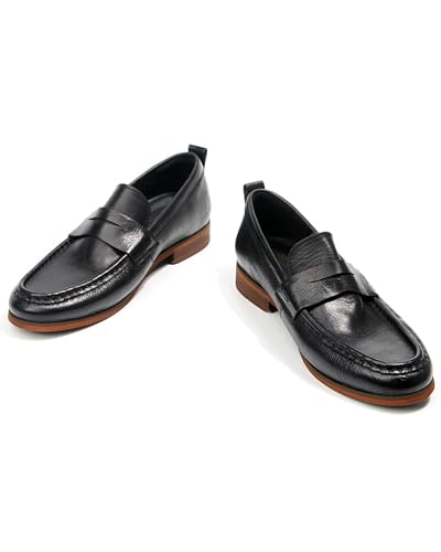 Penny Loafers for Men - Genuine Leather Casual Slip On Mens Loafers Driving Moccasins with Coin Slot | Formal Dress Shoes for Office & Weddings 709-54