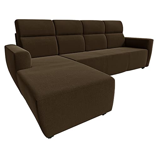 Image of Wakefit Sofa Set | 3 Year Warranty | 3 Seater Sofa for Living Room, Wooden Set, 3 Seater + Left Aligned, Belize(Malphino : Dark Earth)