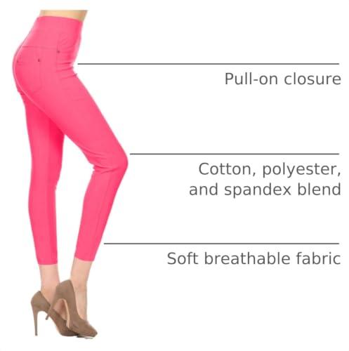 Image of Leggings Depot Women's Cotton Blend Stretch Pull-on Jeggings Casual Pants with Pockets (Available in Plus Size)