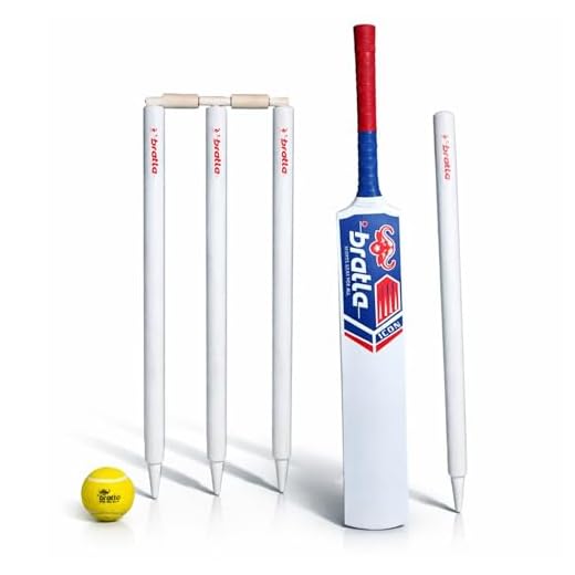 Bratla Wooden Cricket Kit - Cricket Set for Kids & Adults Contain Cricket Bat, Stumps for Cricket, Tennis Balls for Cricket, Cricket Full Set Comes in A Bag, Set Size 2