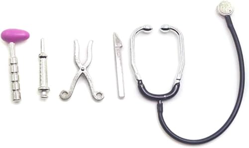 Juego de 5 mini estetoscopios para el cuidado de muñecas de casa de muñecas, kit de jardín en miniatura, accesorios de hospital para decoración de la casa, accesorios de decoración de casa de muñecas