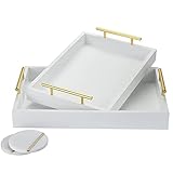 Novus Luxe Decorative Trays - Set of 2 Multifunctional Coffee Table Décor Serving Trays with 2...