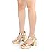 JOY IN LOVE Women's Chunky Platform High Heels Ankle Strap Block Heel Sandals Gold Matte US8