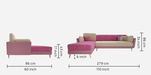 Image of Black Wood Modern Velvet RHS Sectional Sofa (3 + Lounger) with Extra Luxury Comfort for Bedroom, Living Room, Dining Room, Drawing Room, Home Office in Bug Resistant Wood Structure