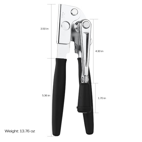 Manual Can Opener,Commercial Heavy Duty Can Openers with Easy-Turn Crank,Ergonomic Long Rubber Handle for Seniors