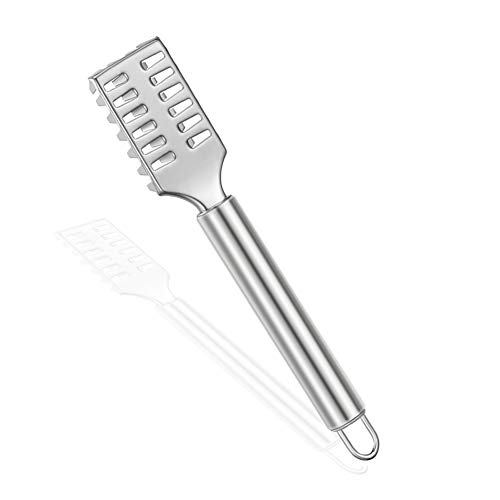 HUELE Stainless Steel Sawtooth Fish Scales Skin Remover for Fast and Easy Fish Scale Removing, Ergonomic Design for Firm Grip, Sleek Silver