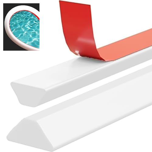 Tira de protección contra golpes de 2 m, autoadhesiva, en forma de T, barrera de agua para suelo de ducha, de silicona para puerta de ducha sin marco, para separación en seco y húmedo (blanco)