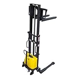 Xilin Semi Electric Pallet Stacker with Straddle Leg, Material Lift with Adjustable Forks 3300lbs Capacity 118' Lifting Height Forklift