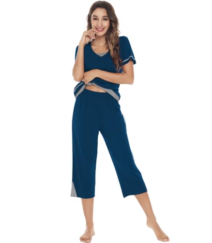 WiWi Bamboo Viscose Pajama Set — Short Sleeve & Capri