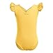 Body Danza Bambina Ginnastica Artistica Balletto Leotard Tuta a Maniche Corte in Cotone e Spandex Classica Costume da Ballo per Sala da Ballo Atletico Ritmica Ballerina Dancewear Giallo 5-6 Anni