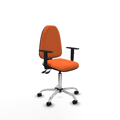 Piqueras y Crespo - Silla Oficina 8H Aýna con Brazos 1D. Equipado con Asincro y Espuma de Corte. con Ruedas de Nailon 50 Mm Naranja
