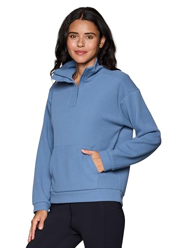 RBX Active Women's 1/4 Zip Sweatshirt in Regular/Plus Sizes, Lightweight Soft Ribbed Ottoman Mock Neck Pullover with Pocket4