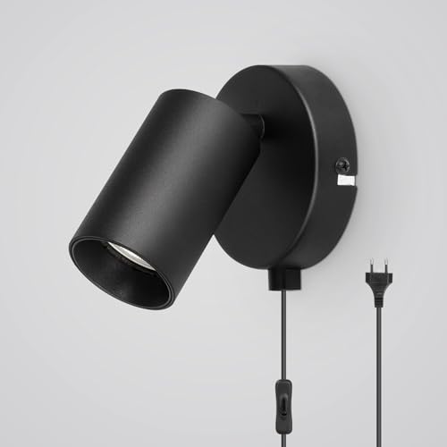 TaFiCo Lampada da Parete con Presa per Interruttore Interno Moderno Applique da Parete Vintage per Soggiorno, Rotazione a 360°Lampada a muro per Soggiorno Corridoio Camera da Letto (Senza Lampadina)