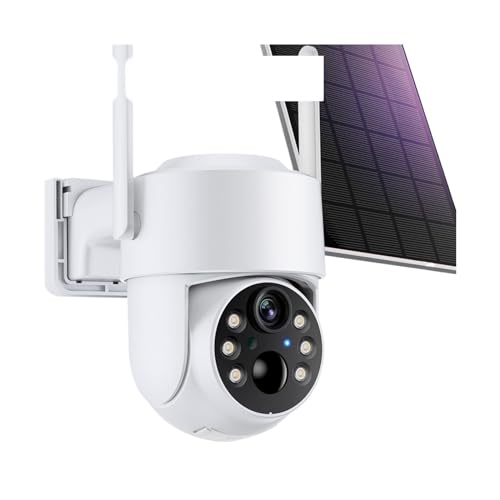 TRPLFGHZ Cámara de Seguridad, Cámara Solar inalámbrica HD de 8MP, cámara IP PTZ for Exteriores, videovigilancia con batería integrada, Tiempo Espera prolongado para Seguridad del hogar(4MP 2K)