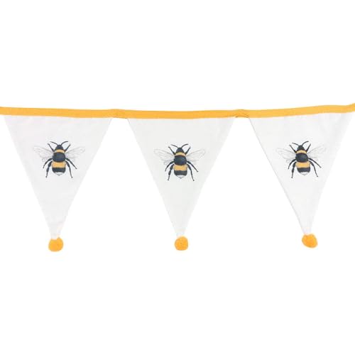 Image of Fabric Bunting | Single Bee | White | H18cm x W160cm x D0.25cm | Pack of 1