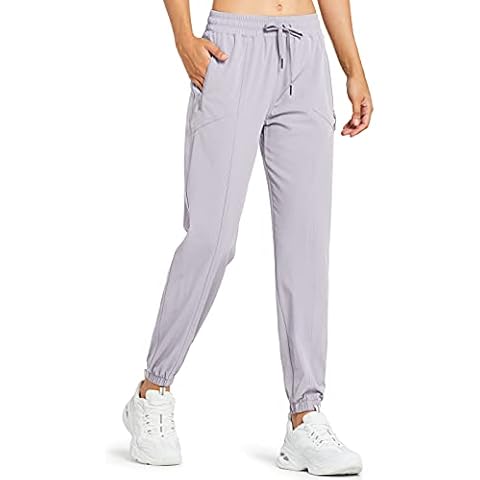 Libin Women's Lightweight Joggers Pants Quick Dry Running Hiking Trousers Athletic Workout Track Pants with Zipper Pockets,Lilac Hint M Cover