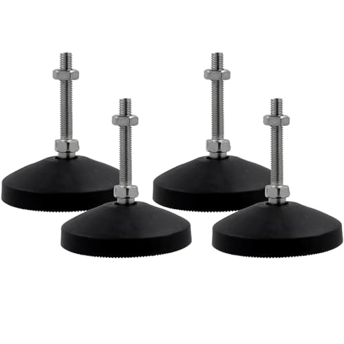 Image of M8x50mm Leveling Feet, 3.25 Inch Height & 880 lb Capacity, Heavy Duty Adjustable Swivel Furniture Glides, Threaded Rubber Feet Levelers for Table, Shelves, Workbench, Cabinet, Machine, 4Pcs