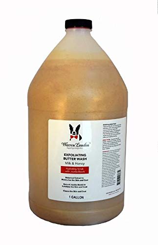 Warren London Exfoliating Butter Wash – Milk & Honey Dog Shampoo, 1-Gallon Pro Size | Cleans, Exfoliates & Deep-Conditions | Jojoba Beads Remove