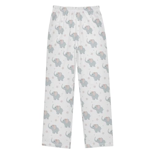 Boys' Pants Elephant Flower White Long Bottoms Jogger Pants Elastic Waist Trousers with Pockets S-XL