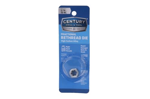 Image of Century Drill & Tool 92901 Fractional Right Hand Rethreading Die, 5 /16-18 | 1 /2 inch across flats, external thread cutting, thread restoration