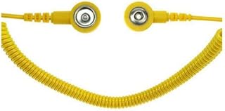 Safeguard WL42088 ESD - Cable en espiral (2 MOhm, botón de presión de 3/10 mm, 3,6 m), color amarillo