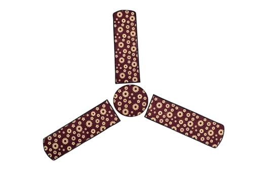 Image of waterproof dustproof ceiling fan cover for 3 blade fan attachable enclosure design multi pattern home decor पंखा कवर set of 1 chocolate brown finish