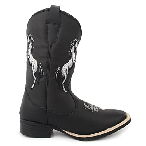 Bota Country Texana Masculina Bico Quadrado Texas Gold Horse Preto + Relogio Tamanho:41;Cor:Preto