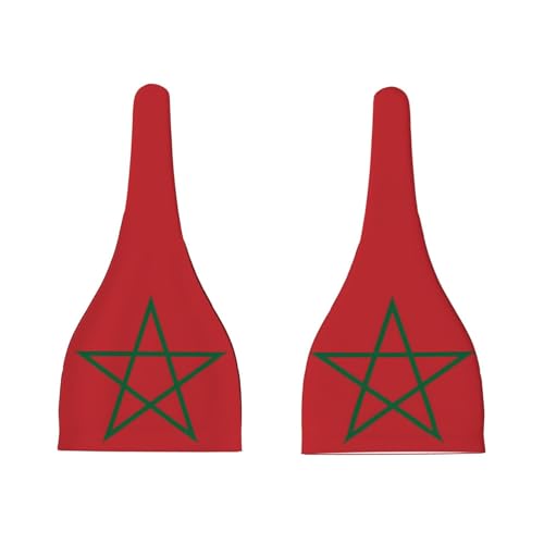 Newborn Baby Hat, Flag of Morocco Print Soft Top Knot Beanie Cap, Cute Baby Headwear for 0-6 Months Black3