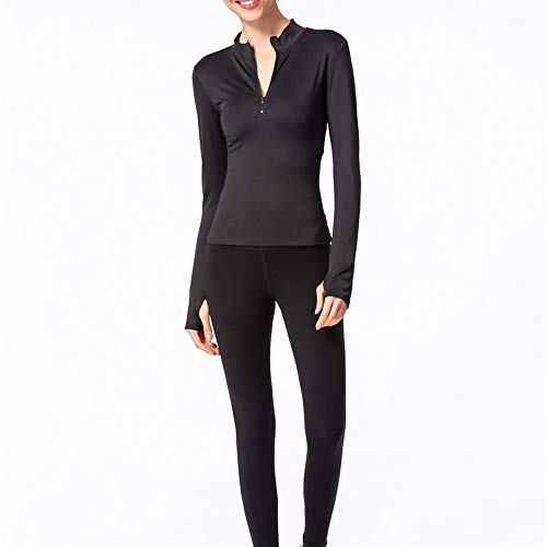 Yoga Running Workout Tops 4 Colors Women Gym Sports Shirt Yoga Top Fitness Running Long Sleeve Zip Up T-Shirt Tops for Women (Color : Black, Size : L)