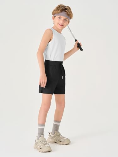 Haloumoning Boys Mesh Athletic Shorts Kids Quick Dry Side Slit Basketball Gym Shorts with Pockets 5-14 Years4