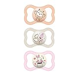 MAM Air Night & Day Baby Pacifier, for Sensitive Skin, Glows in The Dark, 3 Pack, 6-16 Months, Girls, 3 Count (Pack of 1)