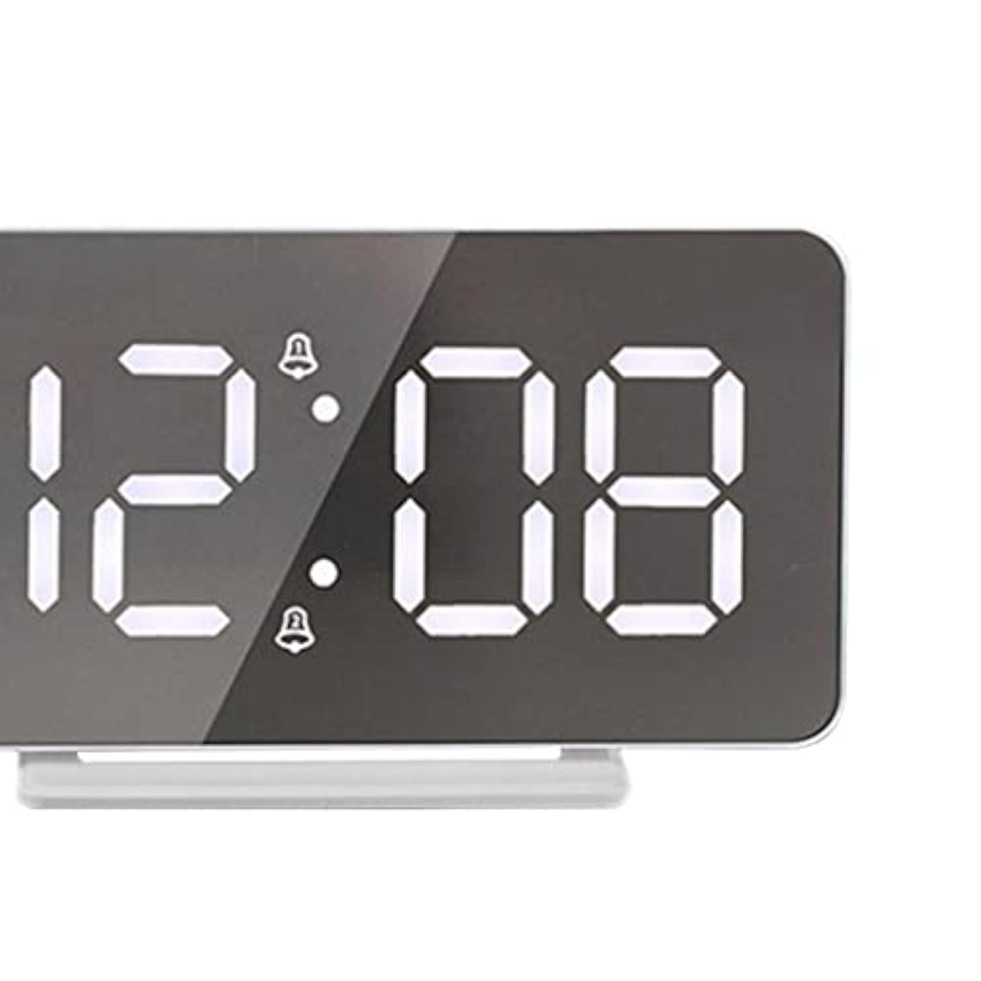 Digital Table Desk Clock with LED Display, Silver Mirror