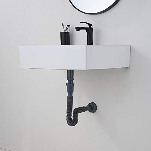 GORDEE Bathroom Sink Stopper Vertical Straight Bottle Trap Complete Set Adjustable 1-1/4 Sink Drain Kit Tube and Pop Up Drain Stopper Set, with or without Overflow Adjustable, Black