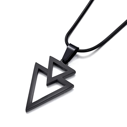 MOO&LEE Geometric Pendant Necklace for Men Stainless Steel Triangle Necklace with 22 Inch Snake Chain