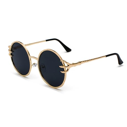 HMRGLMIE-Retro Skull Claw Round Sunglasses for Women Product Gothic Sun Glasses Gold Metal Frame Shades
