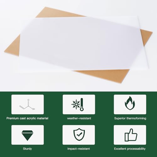 Image of UU&FIL White Acrylic Sheets 12 inch x 16 inchx 1 /8 inch, 2 Pack 38.7% Translucent White Cast plexiglass Sheets for DIY Display Projects, Signage, Craft, Photo Frame, Painting and Easy to Cut.