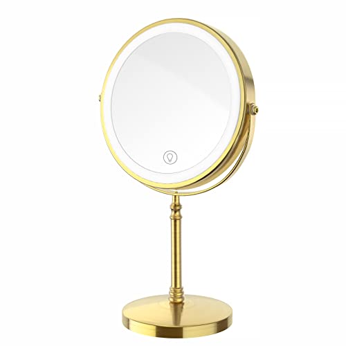 Image of DEIOVWXS Makeup Mirror, Rechargeable Vanity Mirror with 3 Lights, 1X /10X