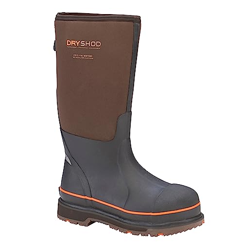 Image of Dryshod Mens Wixit Cool-Clad Waterproof Steel Toe Work Safety Boots | 100% Waterproof Top to Bottom, Slip Resistant, Black and Yellow for Safety