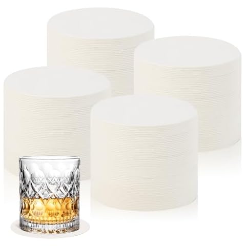 AXELIP 300 Pcs Paper Coasters （1MM）, 4 Inch Disposable Round White Cardboard Coasters for Weddings Parties Catering Bars DIY Crafts Cover