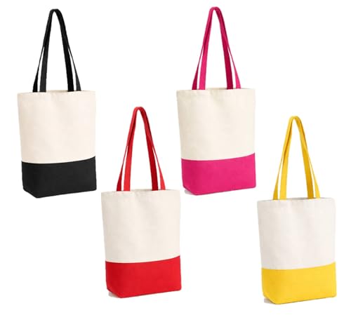 Image of Lify Heavy Duty Cotton Canvas Tote Bag Grocery Shopping Bag, Cotton Tote Bags eco-friendly for Schools, promotion, branding- 3 &4 Pc Pack