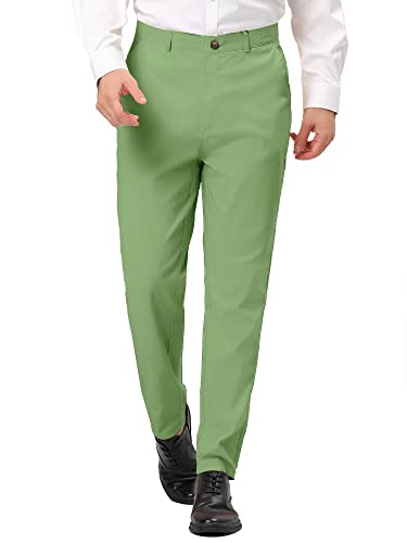 Lars Amadeus Men's Dress Trousers Solid Color Flat Front Skinny Business Pants