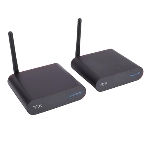 Sxhlseller Ricevitore Trasmettitore AV, Trasmettitore e Ricevitore AV Wireless con Display Digitale, Adattatore Audio Wireless con Anti-interferenza, Supporto Trasferimento AV Formato (Spina europea)