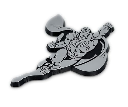 Image of Elektroplate Officially Licensed DC Comics Superman Retro Figure OEM Chrome Emblem for Cars, Trucks, and All Auto | Universal Fit at 3.25 inch x 2.35 inch | Weatherproof