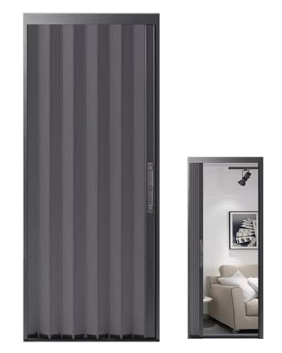 Porta a Soffietto da Interno Porta a Soffietto in Alluminio per Roulotte con Serratura, Porte a Soffietto di Sicurezza Pieghevoli per Interno Esterno, Cancello Avvolgibile Grigio Salvaspazio(32x40in(8