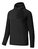 BALEAF Men's Fleece Jacket Quarter Zip Pullover with Zipper Pocket UPF 50 Long Sleeve Thermal Hoodie for Running Cycling Black Size L