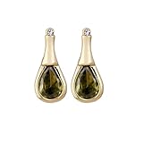 Grewod Pendientes para Bodas Mujer Oro Amarillo 9 Kilates Granate Verde Lágrima Joyas Pendientes Modernos